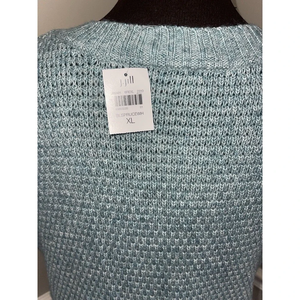 J. Jill Blue Women's XL V-Neck Sleeveless Knit Sweater‎ Vest Cottagecore Coastal